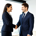 Successful Businesswoman**

"A confident businesswoman in a tailored business suit, shaking hands with a foreign partner in a modern office setting, fully clothed, appropriate attire, safe for work, perfect anatomy, natural proportions, professional corporate photography, high quality, professional, family-friendly."

**