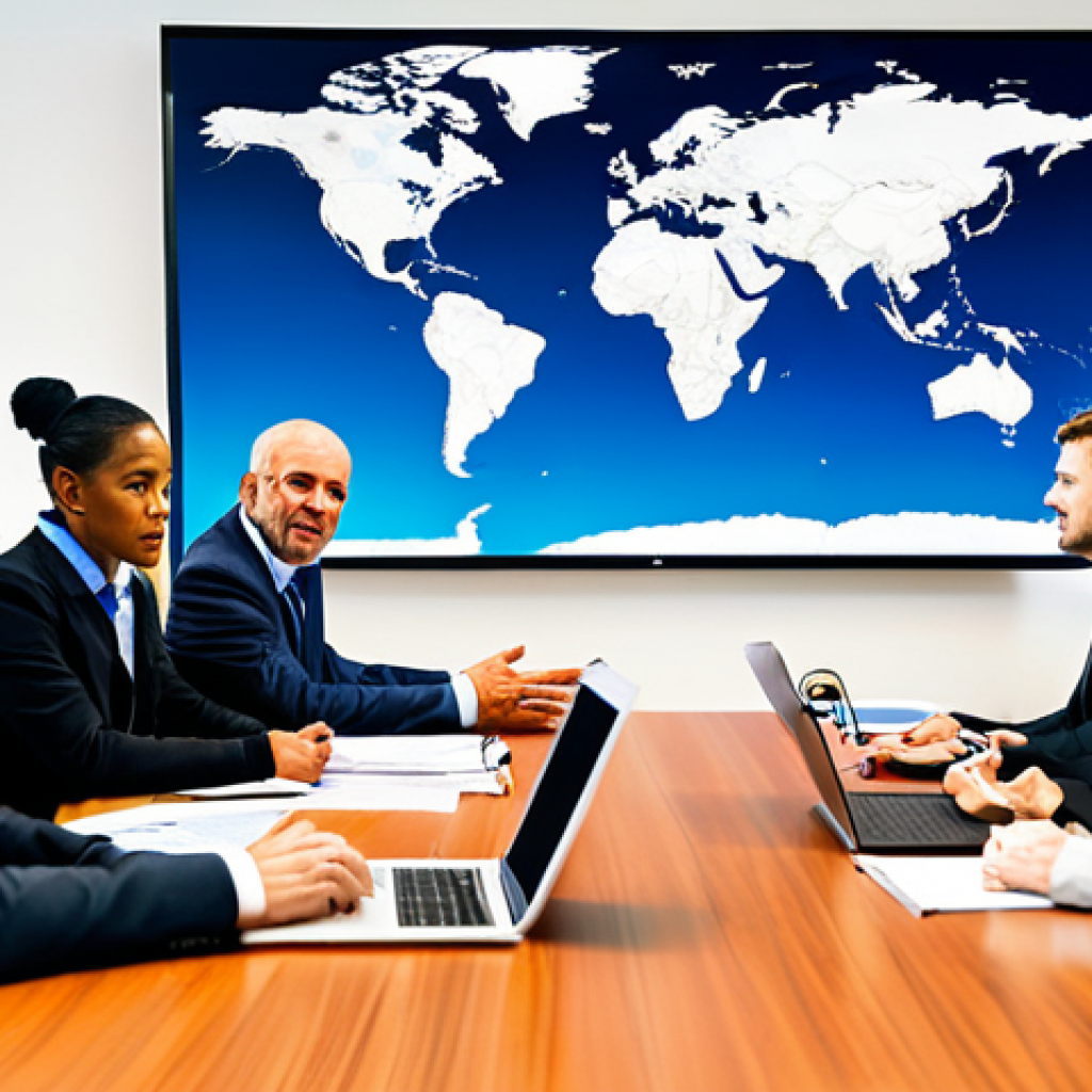 무역영어와 외국어 능력의 관계 - **Prompt for Business English:**
    Generate an image depicting a high-stakes international busines...