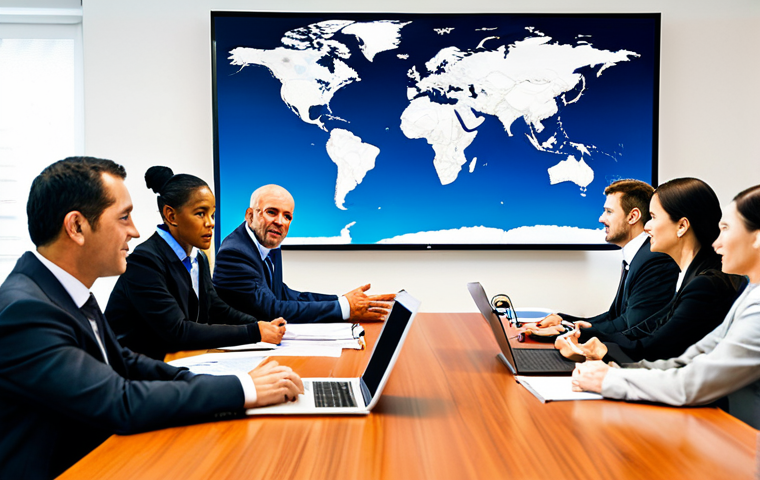 무역영어와 외국어 능력의 관계 - **Prompt for Business English:**
    Generate an image depicting a high-stakes international busines...