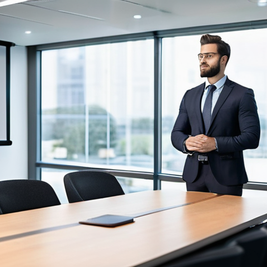 무역영어 실기시험 대비에서 자주 묻는 질문 - **Prompt:** A confident young professional, male or female, standing in a modern, well-lit conferenc...