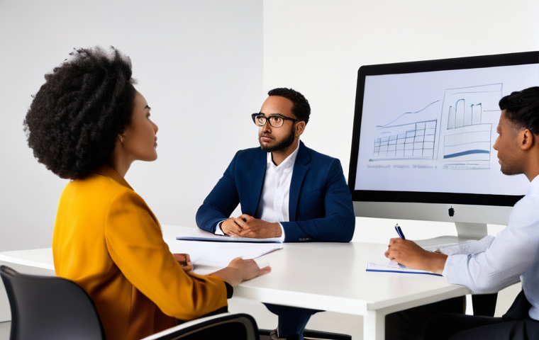 무역영어 실기시험 대비에서 자주 묻는 질문 - **Prompt:** A confident young professional, male or female, standing in a modern, well-lit conferenc...