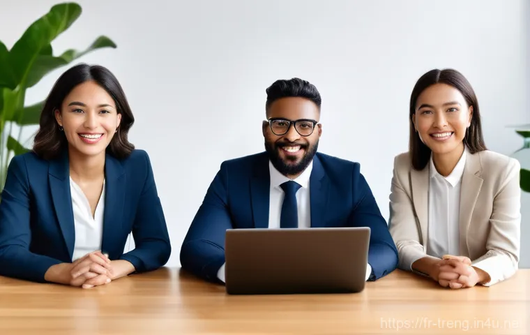 무역영어 시험에서 자주 나오는 문제 유형 - **Prompt: Global Virtual Business Collaboration**
    A diverse group of five professionals (mixed g...