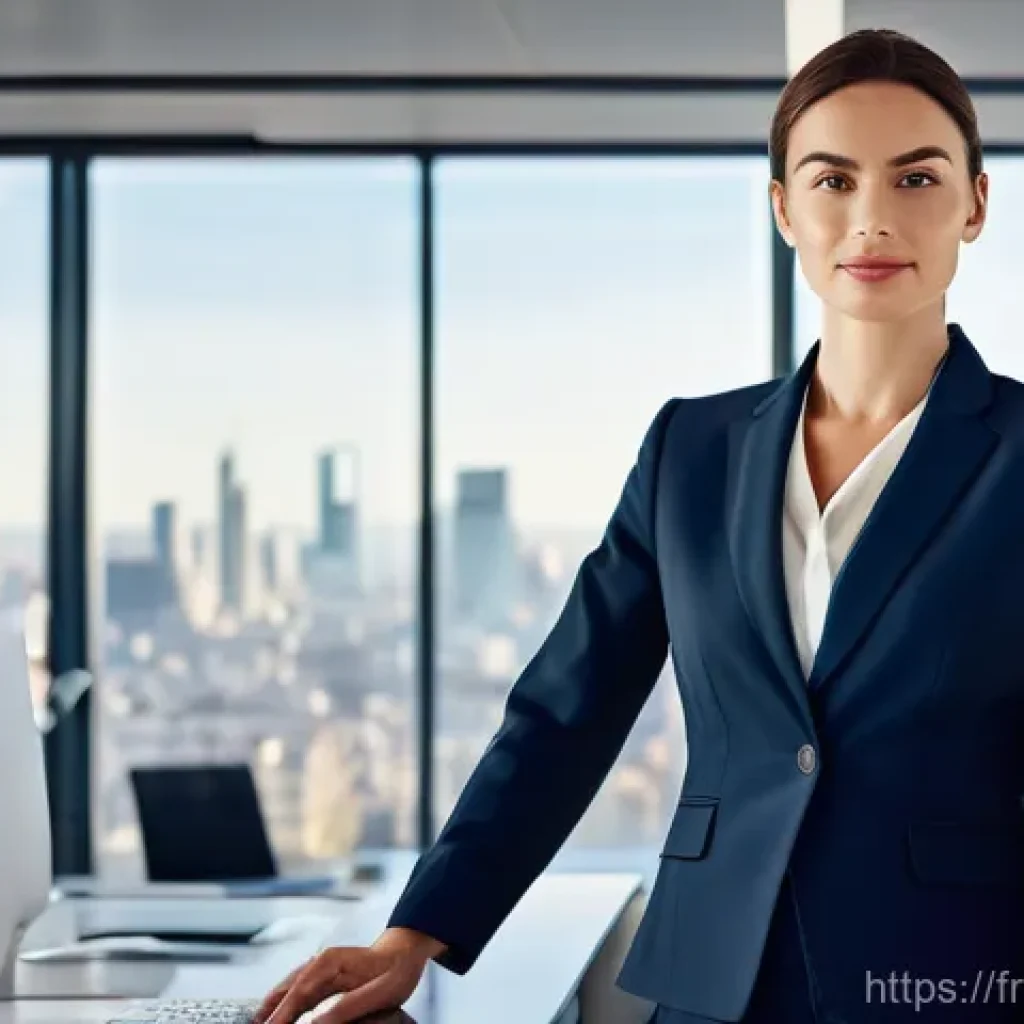 무역영어 자격증으로 경력 전환 사례 - **Prompt:** A confident, elegant French professional (woman or man, in their 30s-40s) dressed in a s...