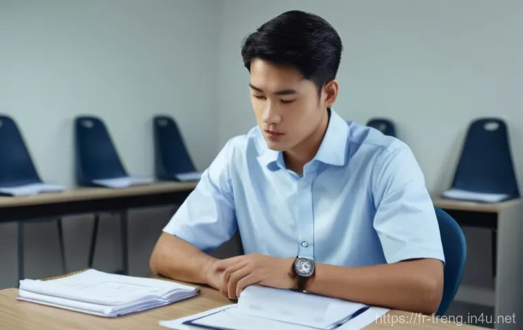 무역영어 시험에서 시간 관리하는 법 - A young adult, possibly in their early twenties, sits at a well-lit desk in a quiet, organized home ...