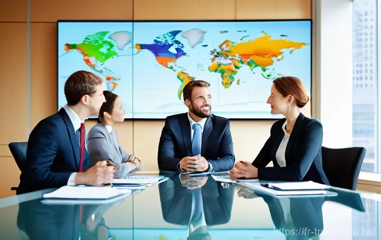 무역영어 시험 준비로 향상된 전문 기술 - **Prompt 1: International Business Communication and Negotiation**
"A vibrant, diverse group of ...