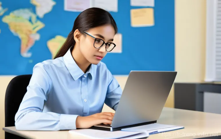 무역영어 시험 대비 모의고사 작성 방법 - **Prompt 1: Focused Exam Simulation**
    "A young adult, appearing professional and focused, is sea...