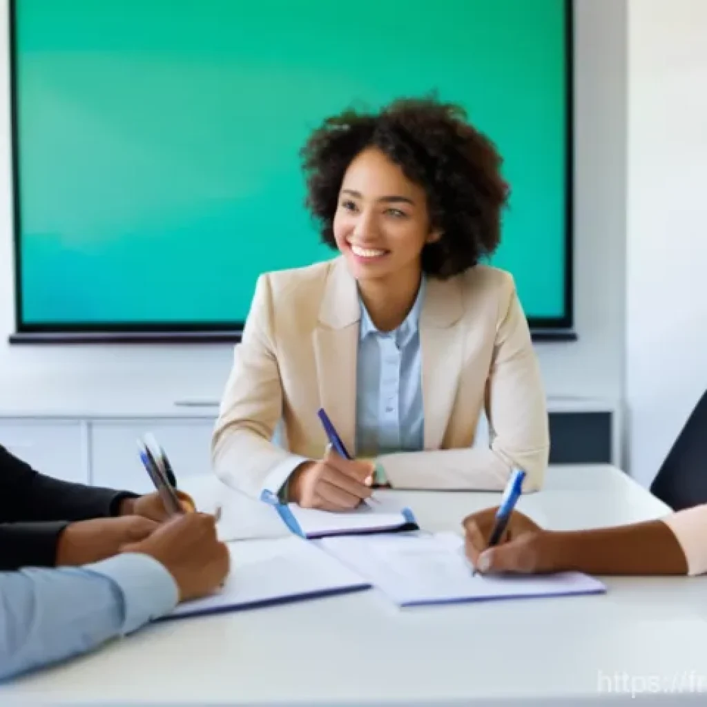 무역영어 필기시험을 위한 참고 자료 - **Prompt:** A diverse group of young professionals (20s-30s, mixed genders) is actively engaged in a...