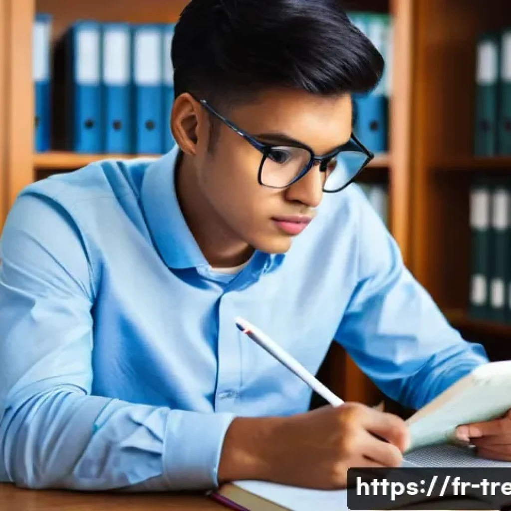 무역영어 필기시험 문제풀이 사례 - **Image Prompt: Deep Dive into Business English Exam Preparation**
"A highly focused university ...