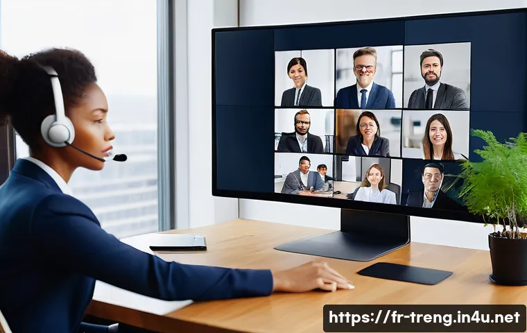 무역영어 시험 대비 커리큘럼 제작 - **Prompt: Global Virtual Business Meeting with Diverse Professionals**
A high-angle, cinematic s...