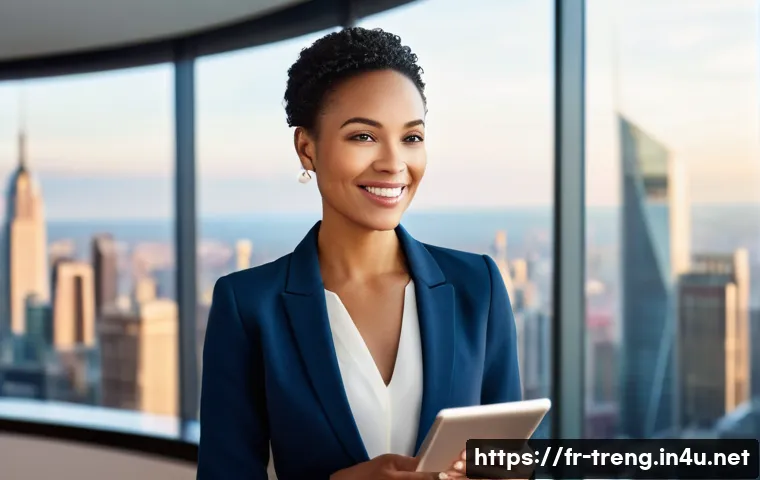 무역영어 학습과 실무 프로젝트의 연계 - **Prompt 1: Professional Empowerment through Business English**
"A confident, well-dressed femal...