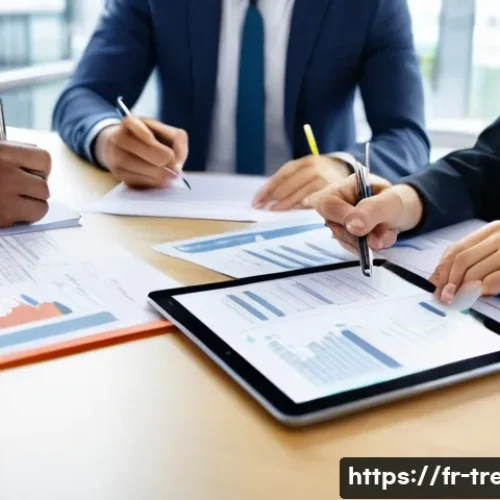 무역영어 실기시험에서 높은 점수를 받는 방법 - A modern office scene showing a diverse group of young professionals engaged in analyzing internatio...