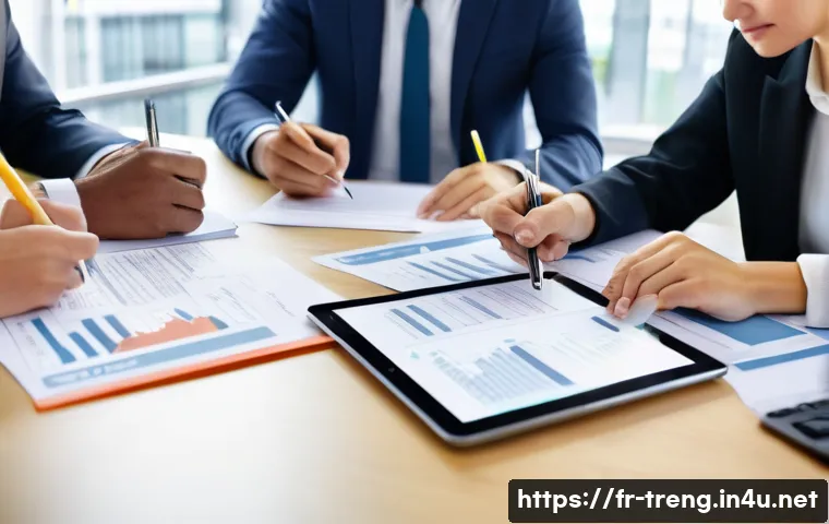 무역영어 실기시험에서 높은 점수를 받는 방법 - A modern office scene showing a diverse group of young professionals engaged in analyzing internatio...