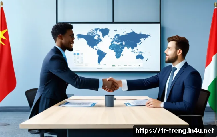 무역영어 학습자가 주의해야 할 실수 - A professional international business meeting scene in a modern office, featuring diverse businesspe...