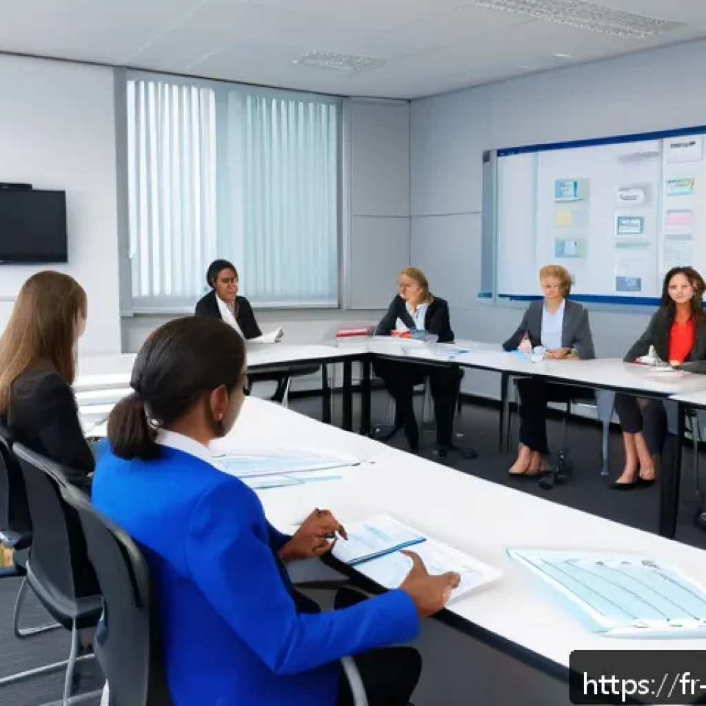 무역영어 실기시험 준비와 자주 묻는 질문 - A professional business training classroom scene focused on international trade vocabulary learning:...