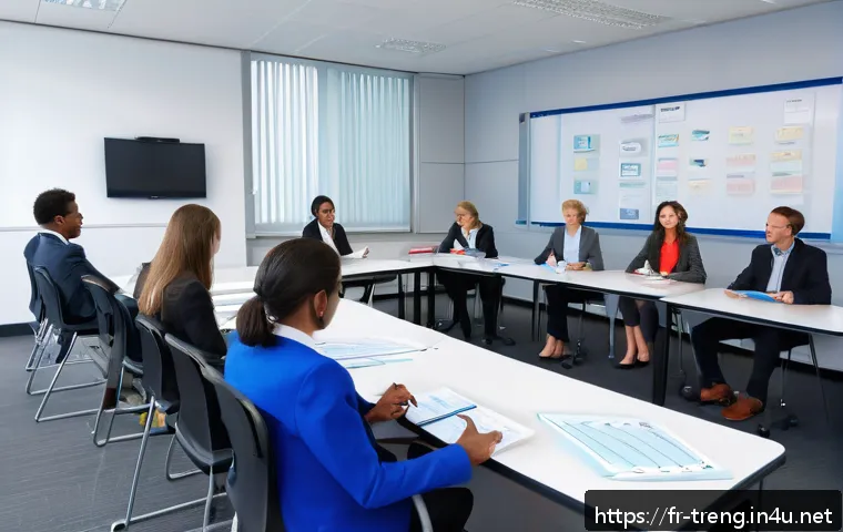 무역영어 실기시험 준비와 자주 묻는 질문 - A professional business training classroom scene focused on international trade vocabulary learning:...