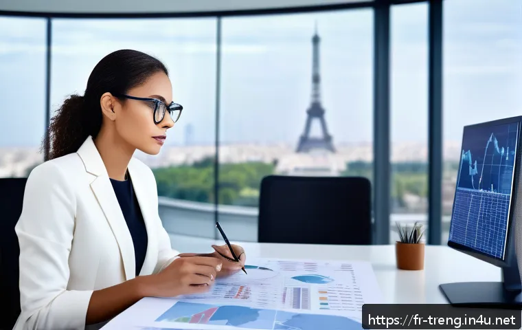 무역영어 자격증으로 성장한 전문 사례 - A professional international businesswoman in a modern office setting, wearing elegant business atti...