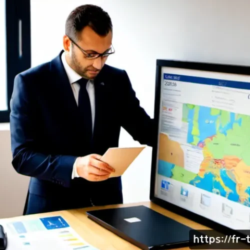 무역영어 자격증과 직무 역량의 상관성 - Photorealistic modern office in Lyon, a confident French trade professional in smart business attire...