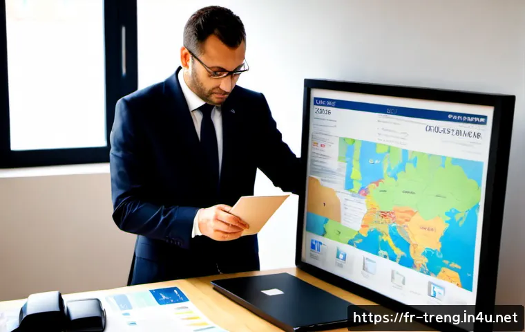 무역영어 자격증과 직무 역량의 상관성 - Photorealistic modern office in Lyon, a confident French trade professional in smart business attire...